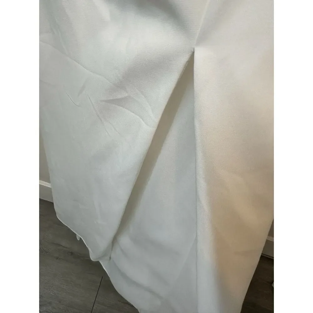 Ieena For Macduggal 26665‎ White Sz 10 Wedding Bride Shower Bridal Slit Bow
